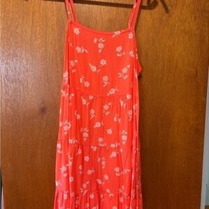Old Navy Coral Floral Midi Dress